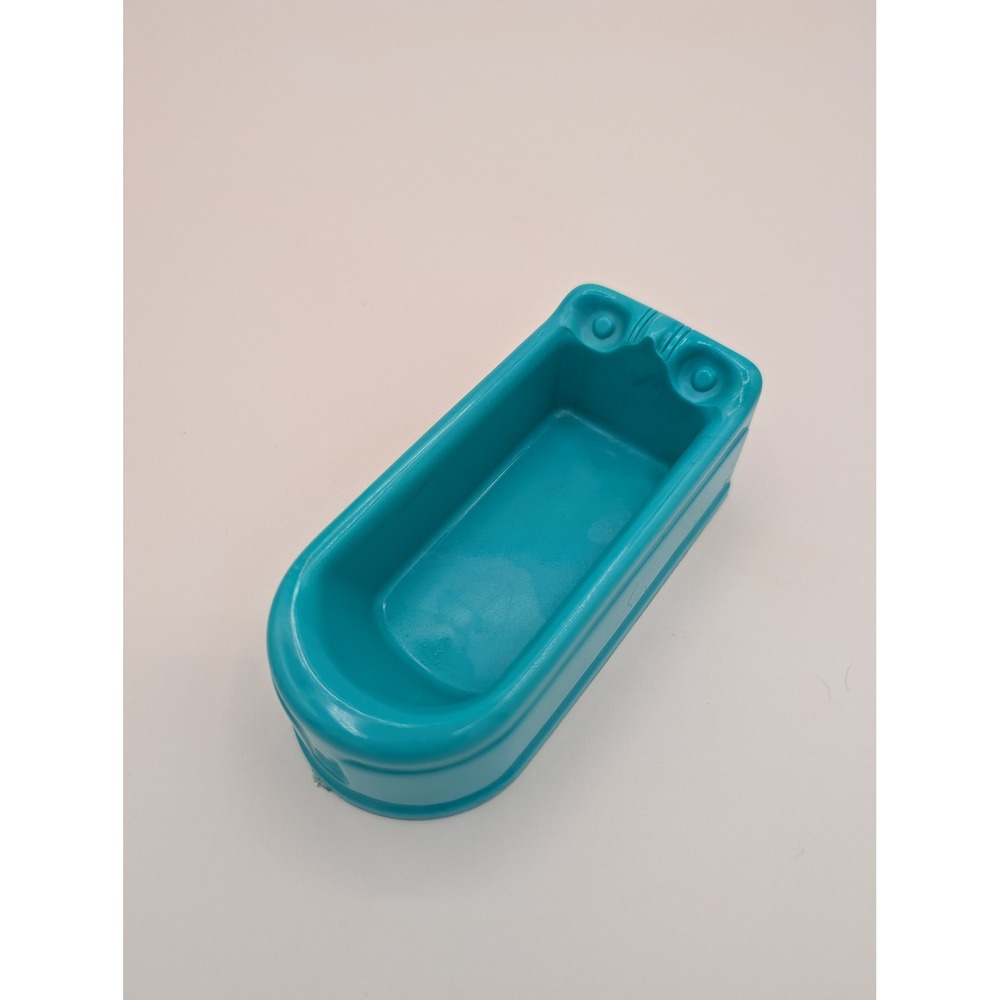 Vintage Plasco Toy Dollhouse Bathtub Blue Turquoise Mid Century Modern 1:16